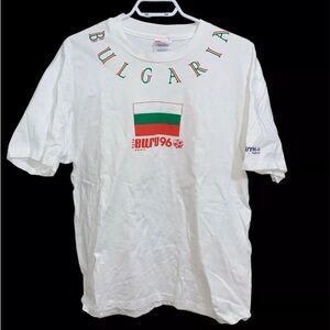 Vintage 90's Euro 1996 Bulgaria Soccer Futbol White T-Shirt Size Large Single St